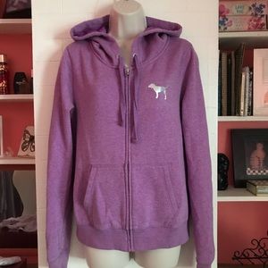 Victoria’s Secret purple zip front hoodie, size medium